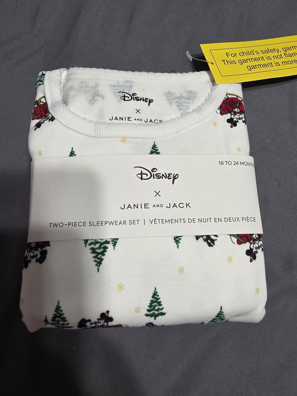 Disney Janie and Jack White Holiday Mickey Two-Piece Pajama Set